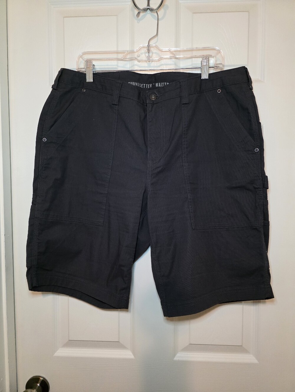 Duluth Trading Co Womens 16 Curvesetter Waistband Cargo Shorts Gray Cotton